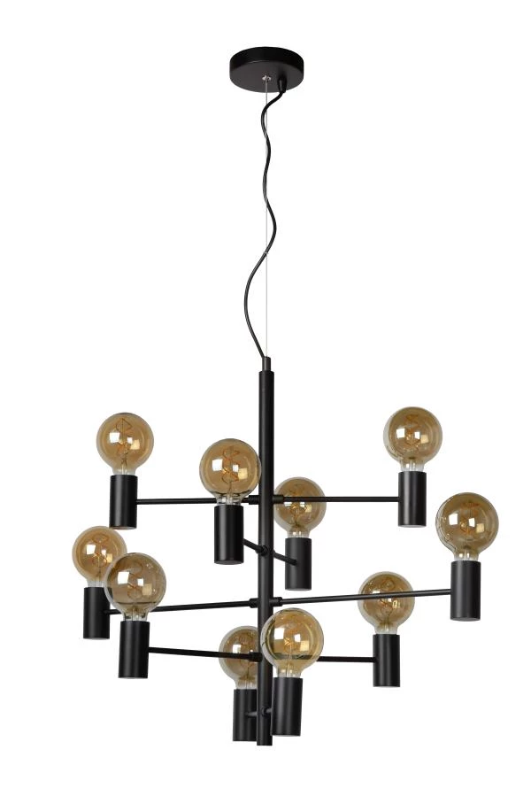 Lucide LEANNE - Pendant light - Ø 65 cm - 10xE27 - Black - off